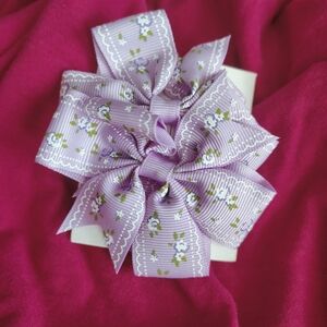 Lavender Floral Ribbon Bow